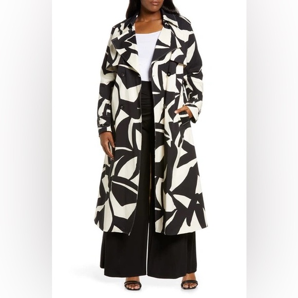 11 Honoré Demi Abstract Print Cotton Blend Trench Coat - Picture 7 of 15